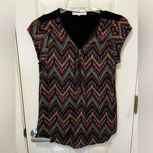 Boho Patterned Blouse with Zipper